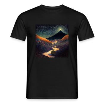 Motif dessin paysage chinois japonais - T-shirt homme - noir - Devant - AI Model Male 178 light (178cm)