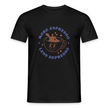 Più Espresso Meno Depresso - T-shirt uomo - nero - Fronte - AI Model Male 178 light (178cm)