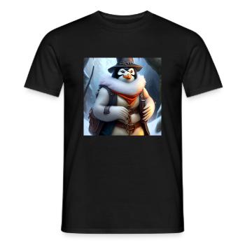 Penguin warriors in winter - Men's T-Shirt - black - Front - AI Model Male 178 light (178cm)