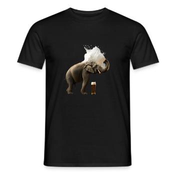 Elephant showers in beer. Cool animal with alcohol - Men's T-Shirt - black - Front - AI Model Male 178 light (178cm)