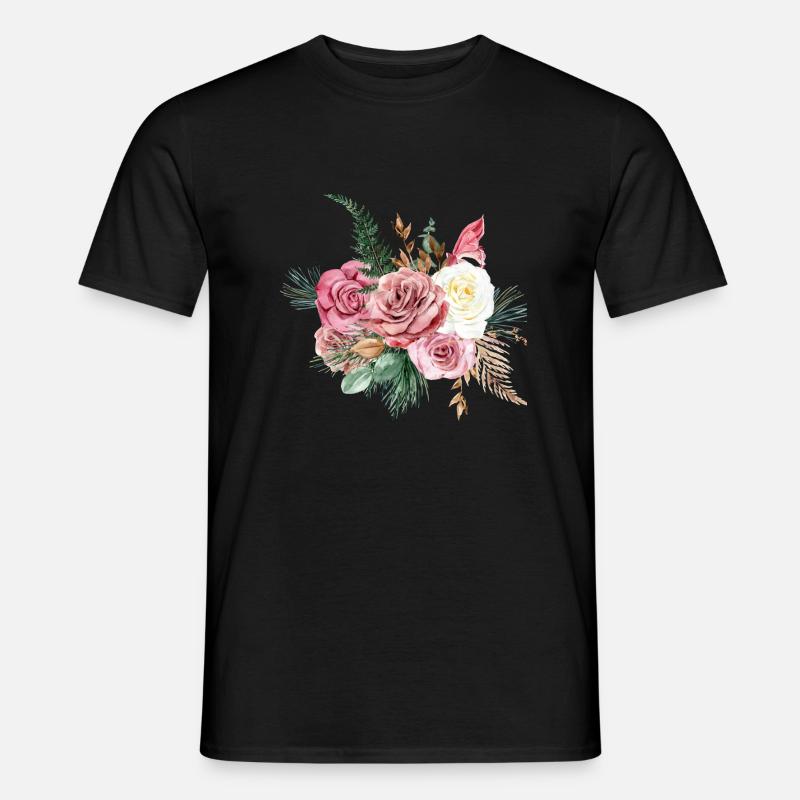 Aquarell Blumen Geschenkidee - Männer T-Shirt - Schwarz