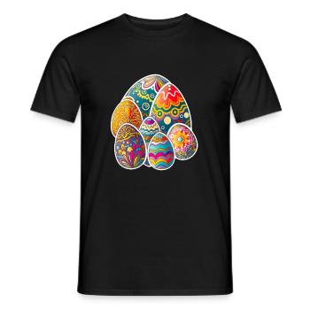 Happy Easter Eggs Easter Colorful Eggs Sticker Colors - Men's T-Shirt - black - Front - AI Model Male 178 light (178cm)
