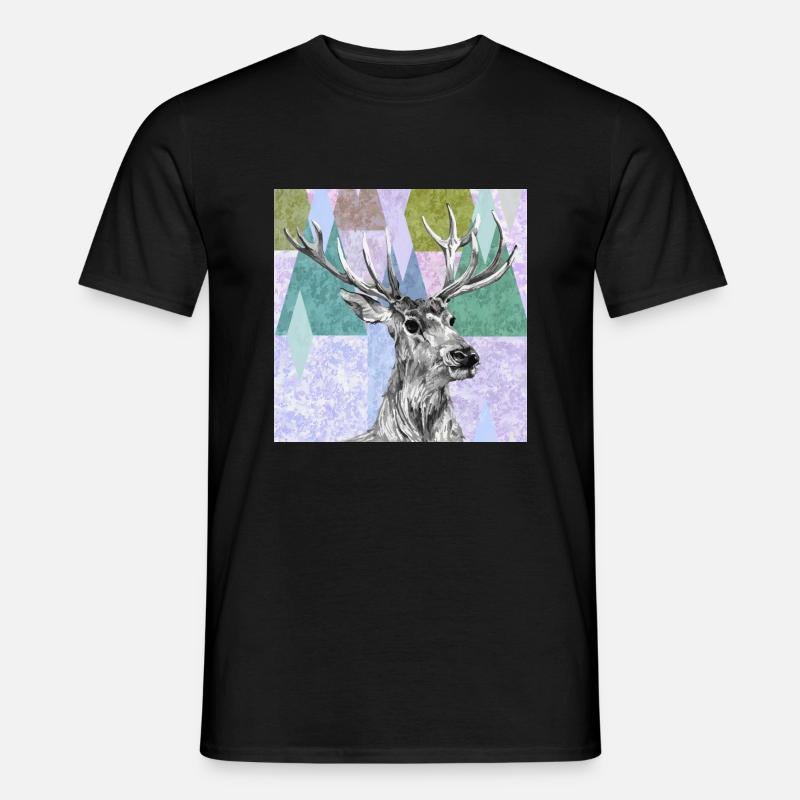 Hirsch - Männer T-Shirt - Schwarz