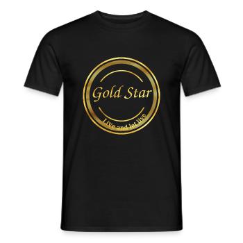 Logo, Design ,gold star ,Text - Men's T-Shirt - black - Front - AI Model Male 178 light (178cm)