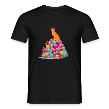 Katze Weihnachten Hauskatze X-Mas Kätzchen Kater - Männer T-Shirt - Schwarz - Vorne - AI Model Male 178 light (178cm)