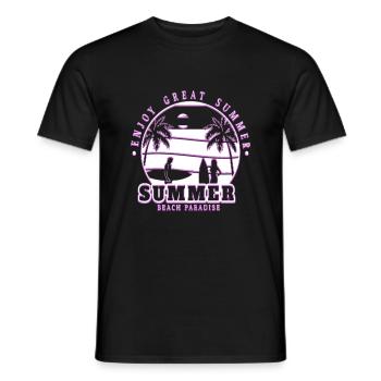 Neon Anime Retro Vintage Cool Pink NGE - Männer T-Shirt - Schwarz - Vorne - AI Model Male 178 light (178cm)