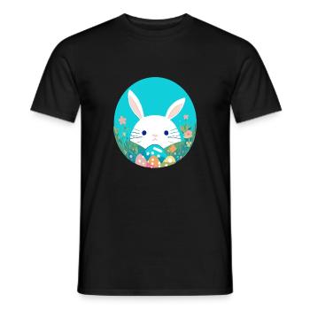 Süßer Osterhase-Cartoon mit bunten Eiern - Männer T-Shirt - Schwarz - Vorne - AI Model Male 178 light (178cm)