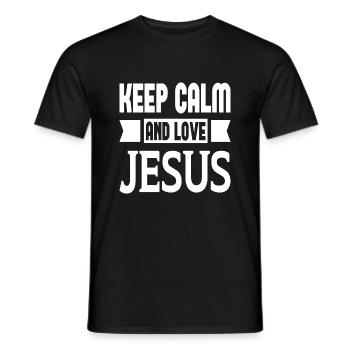 Keep Calm And Love Jesus - Männer T-Shirt - Schwarz - Vorne - AI Model Male 178 light (178cm)