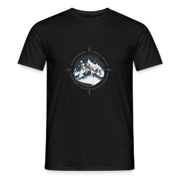 Minimalistischer Kompass mit Bergen - Männer T-Shirt - Schwarz - Vorne - AI Model Male 178 light (178cm)