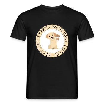Cute Labrador Retriever with coffee - Männer T-Shirt - Schwarz - Vorne - AI Model Male 178 light (178cm)