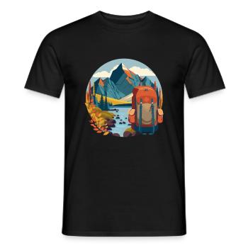 Randonnées en pleine nature entre montagne et lac - T-shirt homme - noir - Devant - AI Model Male 178 light (178cm)