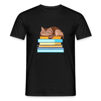Livres pour chats Livre chat Chaton Lecture Chat domestique Chat - T-shirt homme - noir - Devant - AI Model Male 178 light (178cm)