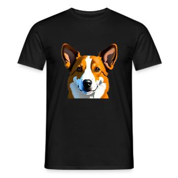 Dessin réaliste de chien brun clair - T-shirt homme - noir - Devant - AI Model Male 178 light (178cm)