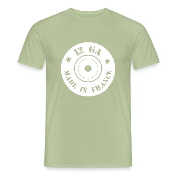 Cartridges Socket - 12 gauge - Gauge - Men's T-Shirt - sage - Front - AI Model Male 178 light (178cm)