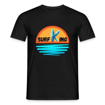 Surfender König - Männer T-Shirt - Schwarz - Vorne - AI Model Male 178 light (178cm)