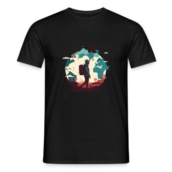 L’envie de voyager, les avions dans le ciel et les randonneurs - T-shirt homme - noir - Devant - AI Model Male 178 light (178cm)
