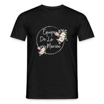 Équipe de la mariée floral - T-shirt homme - noir - Devant - AI Model Male 178 light (178cm)