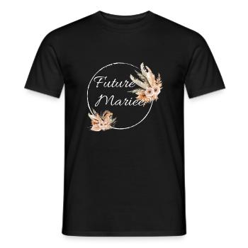 Future mariée floral - T-shirt homme - noir - Devant - AI Model Male 178 light (178cm)