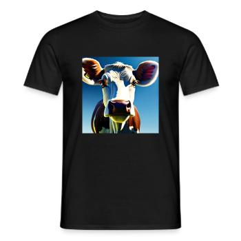 Brown and White Cow - Men's T-Shirt - black - Front - AI Model Male 178 light (178cm)