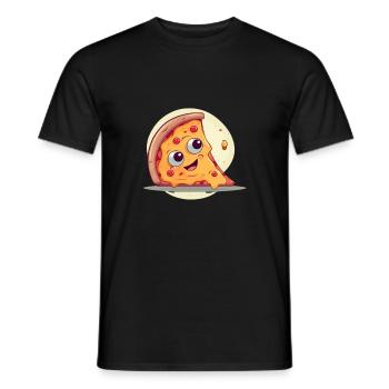 HappyPizzSlice - ThePizzfather - Männer T-Shirt - Schwarz - Vorne - AI Model Male 178 light (178cm)