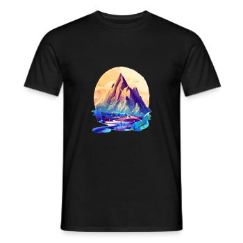 Mountains Hiking Mountain hiking Hiking Mountain hikers - Men's T-Shirt - black - Front - AI Model Male 178 light (178cm)