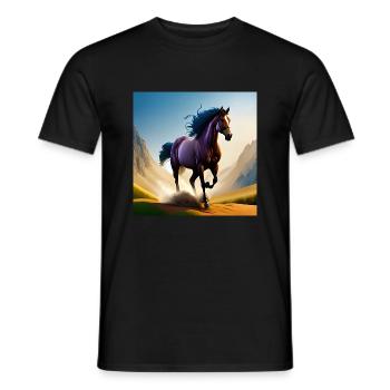 Galoppierendes Pferd im Sand - Männer T-Shirt - Schwarz - Vorne - AI Model Male 178 light (178cm)