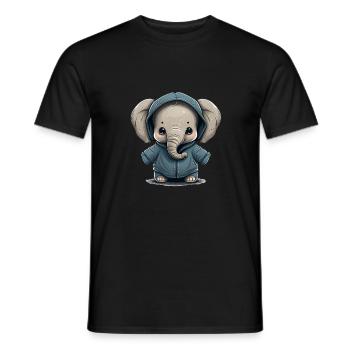 Babyelefant mit Hoodie - Männer T-Shirt - Schwarz - Vorne - AI Model Male 178 light (178cm)