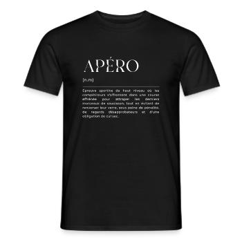 Apéro: Définition Drôle - Cadeau Amusant - T-shirt homme - noir - Devant - AI Model Male 178 light (178cm)
