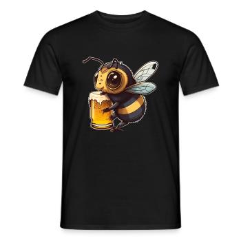 Une abeille cool mignonne boit un verre de bière - T-shirt homme - noir - Devant - AI Model Male 178 light (178cm)