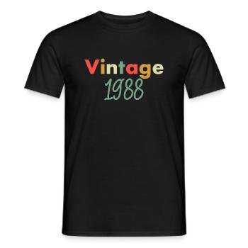 Vintage 1988 anniversaire Rétro - T-shirt homme - noir - Devant - AI Model Male 178 light (178cm)