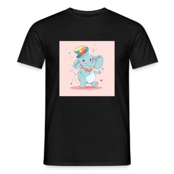 Éléphant dansant avec un chapeau coloré le jour de l’anniversaire - T-shirt homme - noir - Devant - AI Model Male 178 light (178cm)