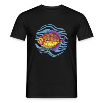 Poisson - T-shirt homme - noir - Devant - AI Model Male 178 light (178cm)