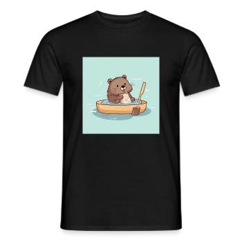 Cute beaver in the bathtub - Men's T-Shirt - black - Front - AI Model Male 178 light (178cm)