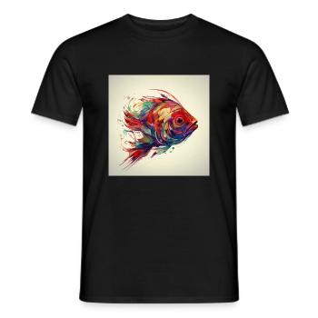 Beautiful colorful fish swimming in the sea - Men's T-Shirt - black - Front - AI Model Male 178 light (178cm)