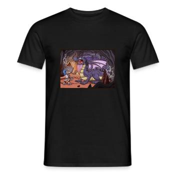 Ritter kämpft gegen Drache in der Höhle - Männer T-Shirt - Schwarz - Vorne - AI Model Male 178 light (178cm)