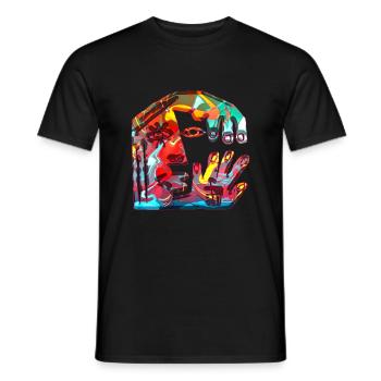 Illusion d’optique art psychédélique rétro formes sexe - T-shirt homme - noir - Devant - AI Model Male 178 light (178cm)