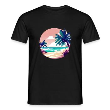 Sommerurlaub Palme Insel Strand Sonne Palmen - Männer T-Shirt - Schwarz - Vorne - AI Model Male 178 light (178cm)