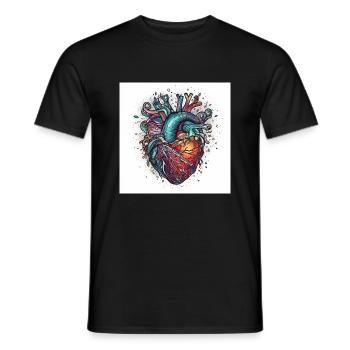 Cœur technique créatif pour la journée de valetnine - T-shirt homme - noir - Devant - AI Model Male 178 light (178cm)