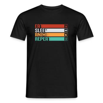 Eat Sleep Anime Repeat T-Shirt - Men's T-Shirt - black - Front - AI Model Male 178 light (178cm)