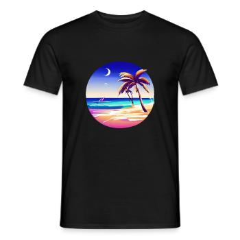 Sommerurlaub Strand Insel Palme Sonne Palmen - Männer T-Shirt - Schwarz - Vorne - AI Model Male 178 light (178cm)
