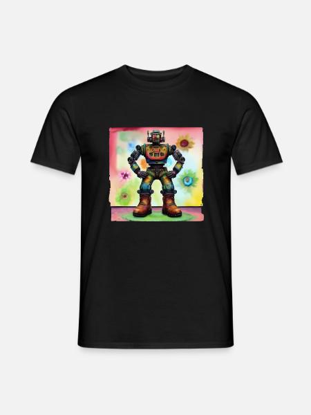 Robo Flower - Men's T-Shirt - black