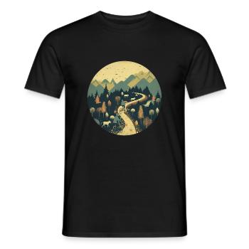 Bike ride up a mountain with goats - Men's T-Shirt - black - Front - AI Model Male 178 light (178cm)