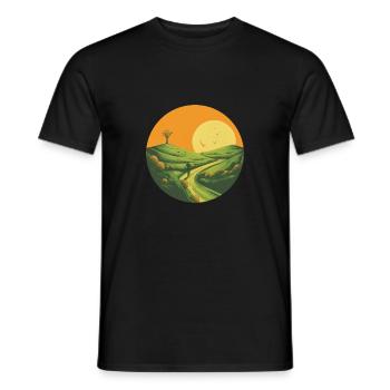 Cyclist uphill at sunset - Men's T-Shirt - black - Front - AI Model Male 178 light (178cm)