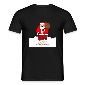Merry Christmas stuck fat santa - Men's T-Shirt - black - Front - AI Model Male 178 light (178cm)