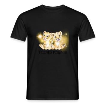 T-Shirt Löwe Freundschaft Freunde kawaii niedlich Baby Löwe - Männer T-Shirt - Schwarz - Vorne - AI Model Male 178 light (178cm)