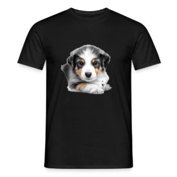 Chien chiot Berger australien propriétaire de chien - T-shirt homme - noir - Devant - AI Model Male 178 light (178cm)