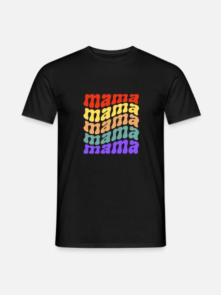 Retro Mama Wellen Slogan Multicolor - Männer T-Shirt - Schwarz