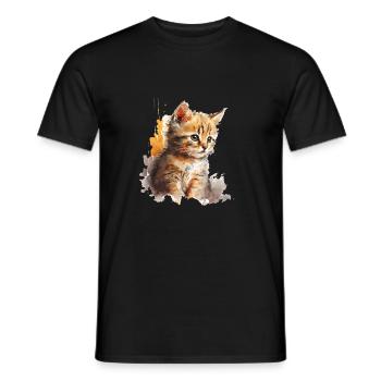Watercolor Kitten - Männer T-Shirt - Schwarz - Vorne - AI Model Male 178 light (178cm)