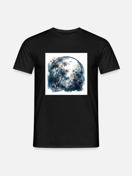 Aquarell Wald Illustration - Männer T-Shirt - Schwarz