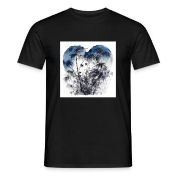 Forest with palm trees in the shape of a heart - Men's T-Shirt - black - Front - AI Model Male 178 light (178cm)